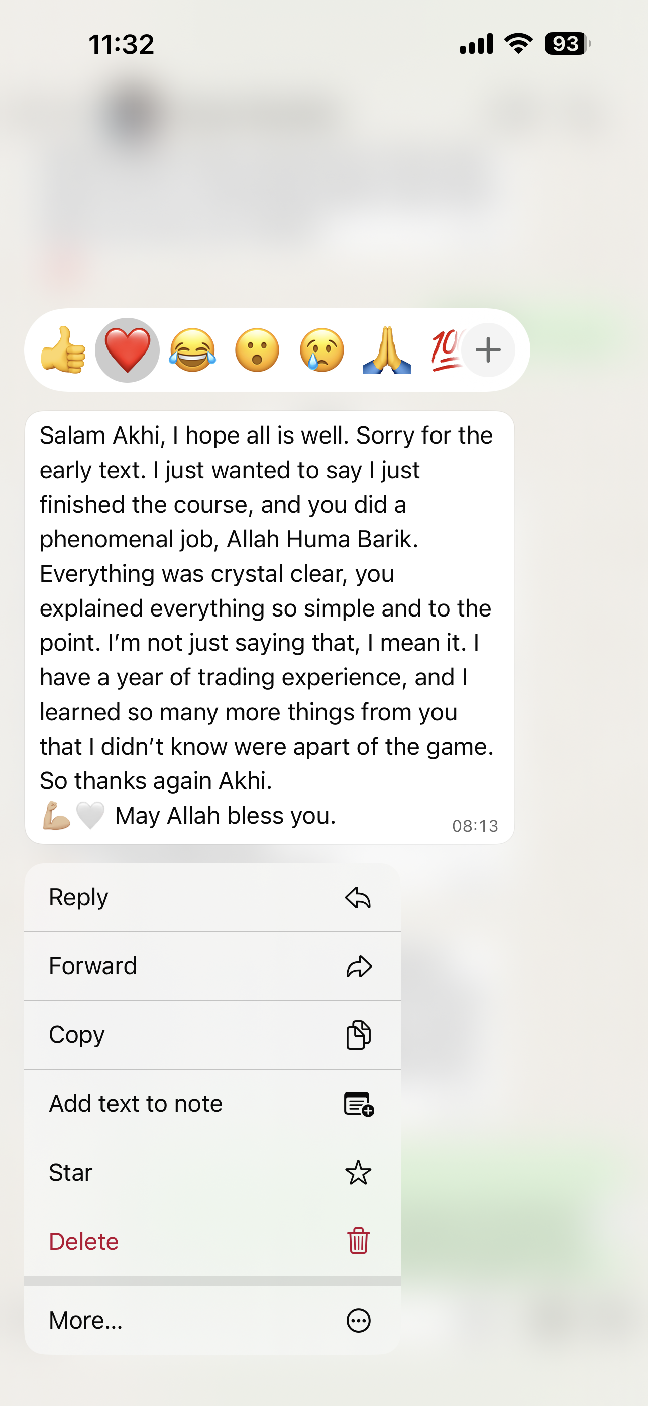 Preview of an original student message about clear teaching