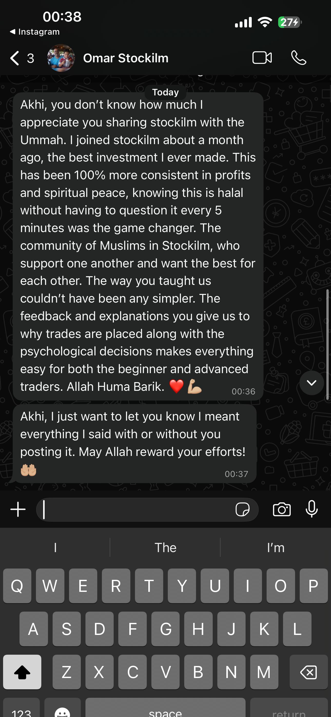 Preview of Omar's original WhatsApp message